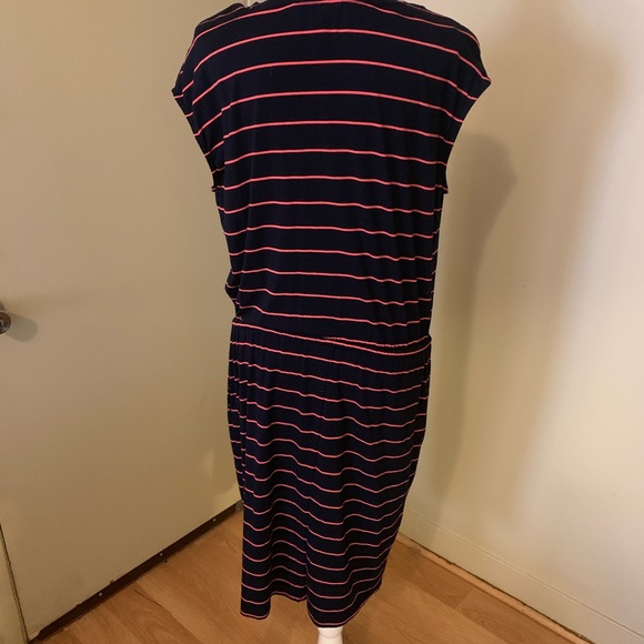 Banana Republic Comfy Navy and Coral Stripe Dress - Picture 4 of 5